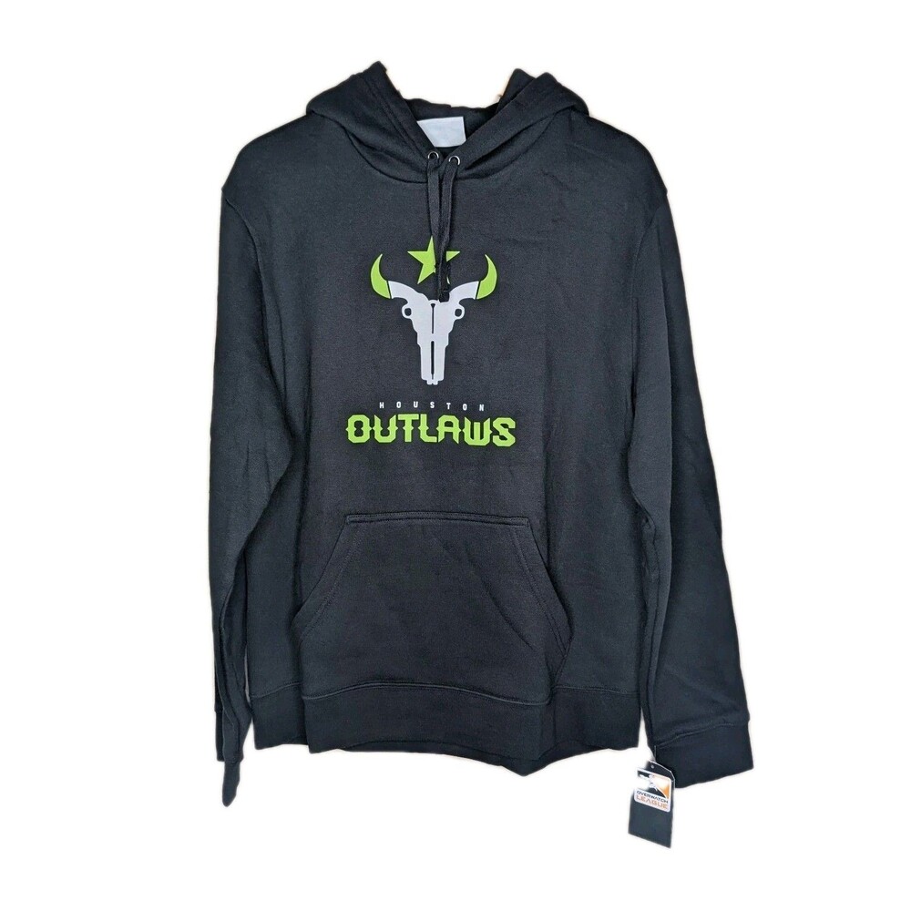 NWT Houston Outlaws Fanatics Black Pullover Men's Large Hoodie Sweatshirt